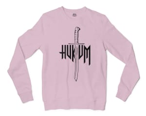 Hukum (Black) Men/Unisex Long Sleeve T-Shirt in Light Pink Color